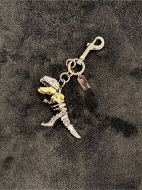 Coach HTF Gunmetal Glitter Rexy Dinosaur Adjustable Jaw, Arms & Legs Bag Charm